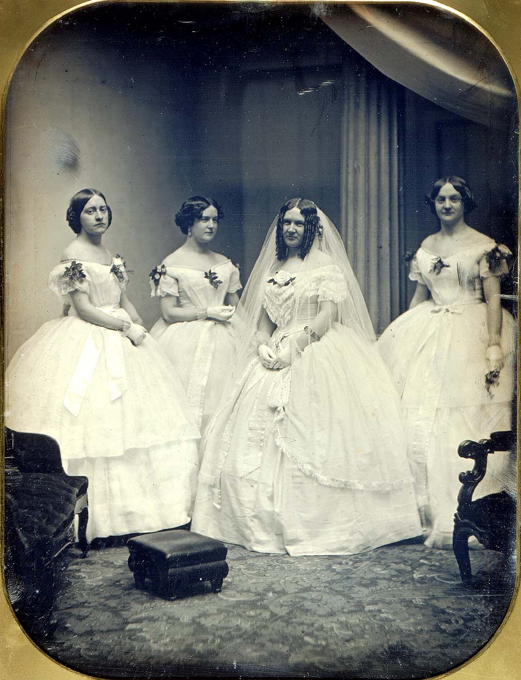 Portrait of a bride and her bridesmaids, 1850 ca. 